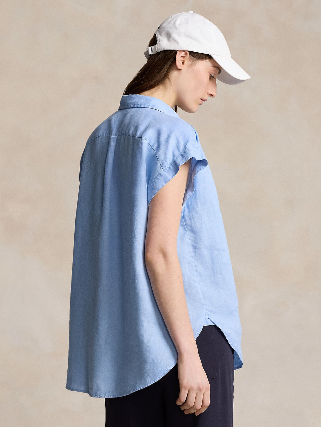 2026 New Arrival Camicia in Lino con Arricciature Blu