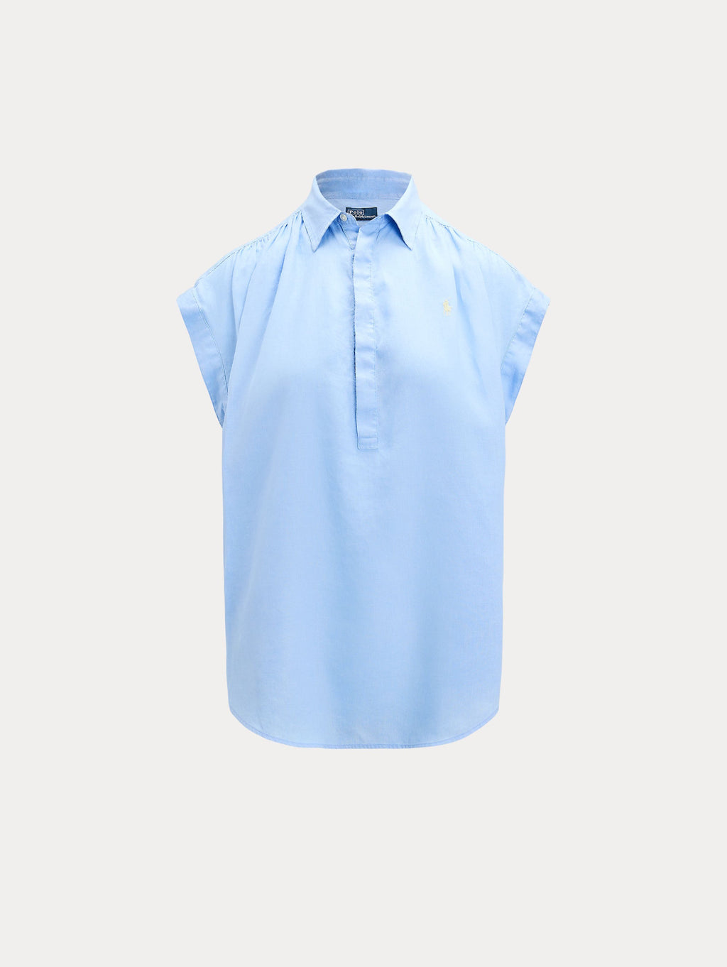 2026 New Arrival Camicia in Lino con Arricciature Blu