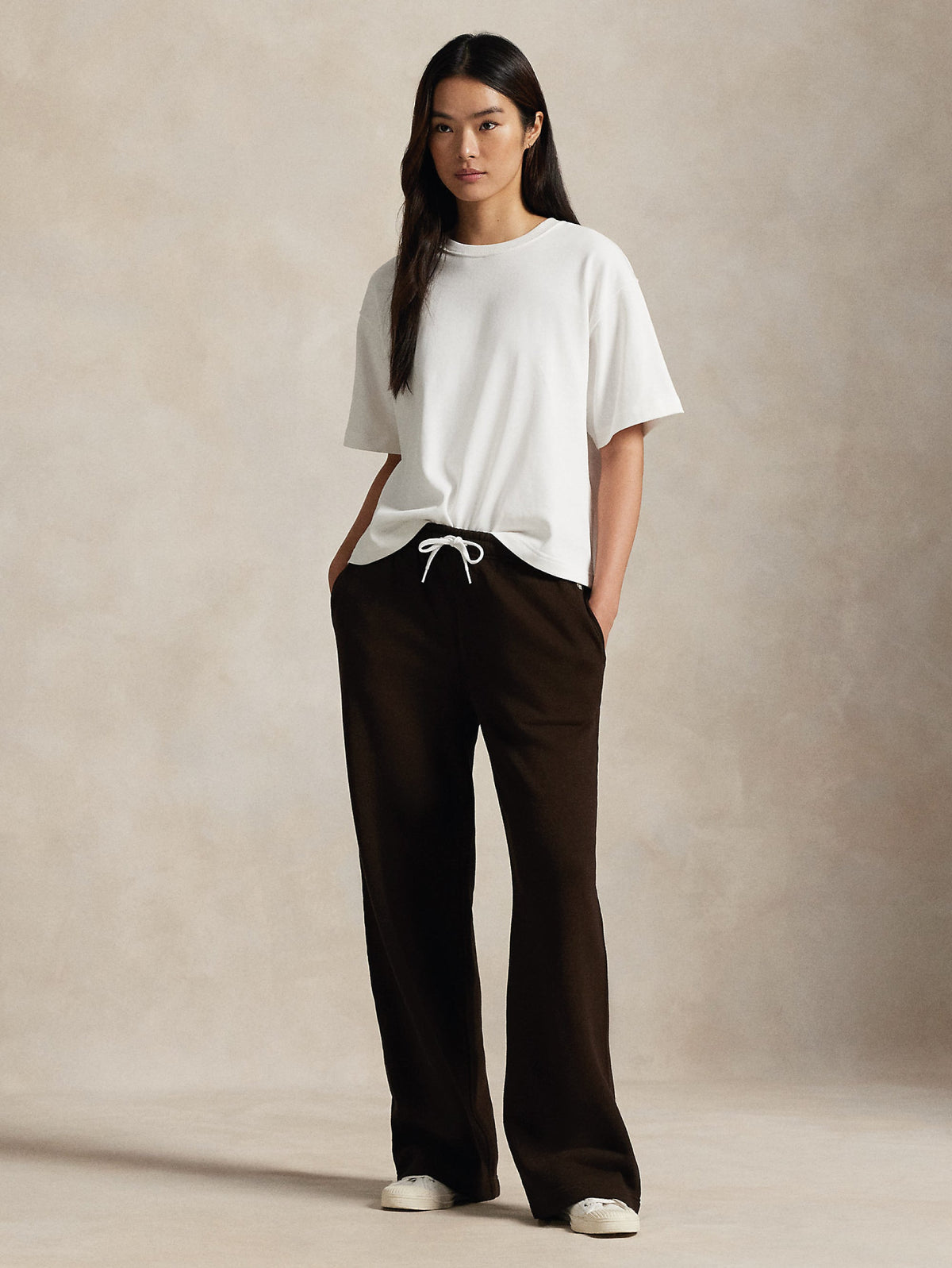 2026 New Arrival Pantaloni Gamba Ampia in Felpa Marroni