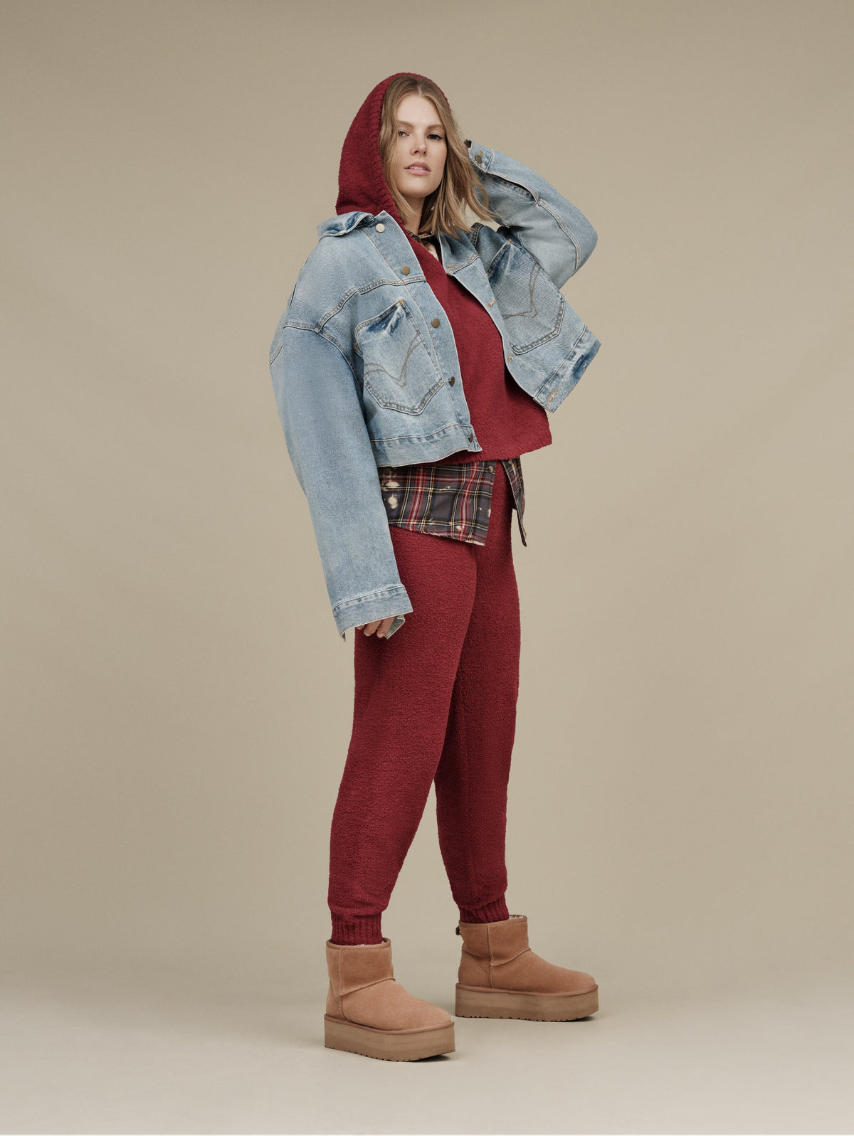 2026 New Arrival Stivaletti in Montone con Plateau Mini Classic Castagna