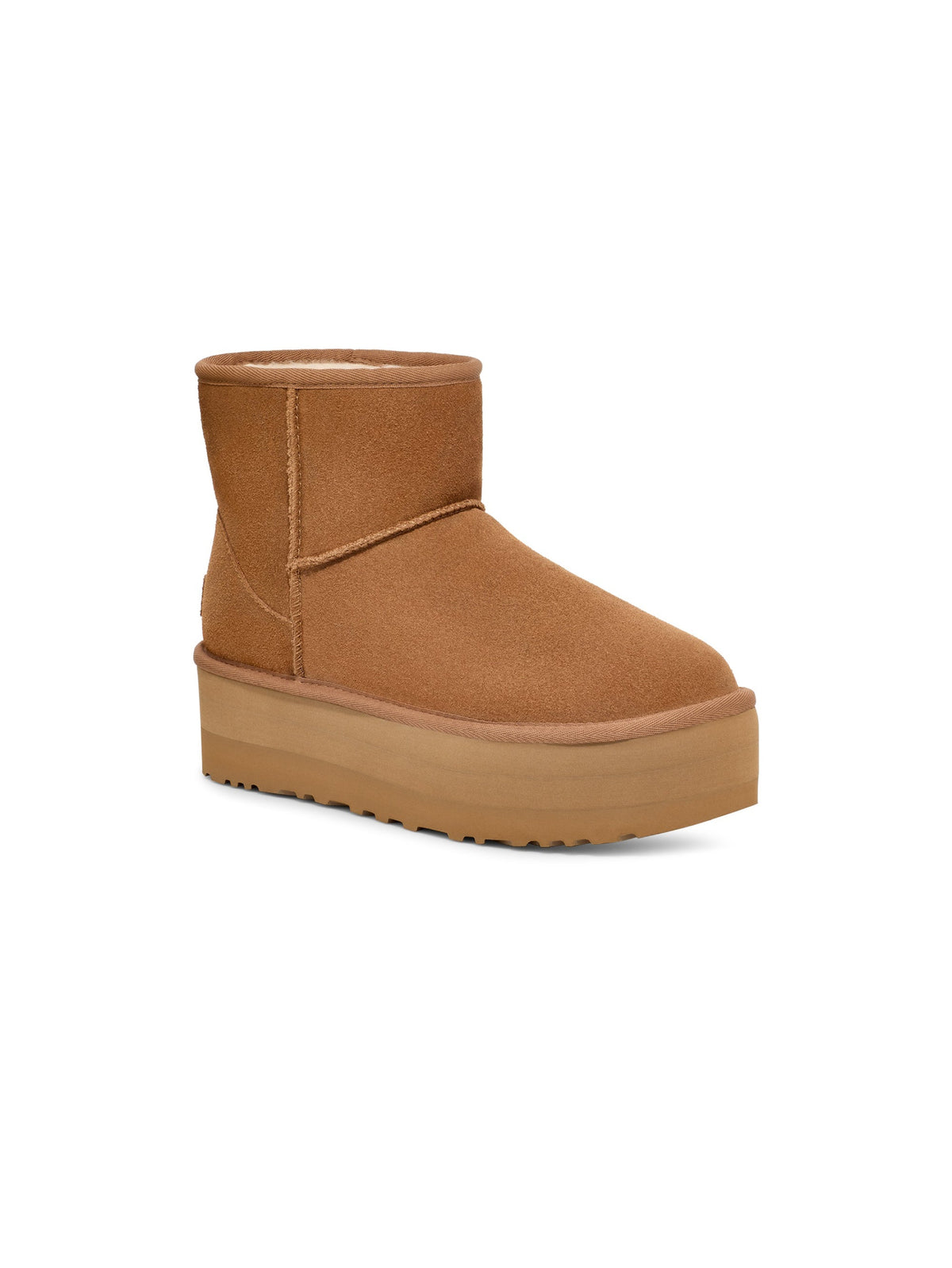 2026 New Arrival Stivaletti in Montone con Plateau Mini Classic Castagna