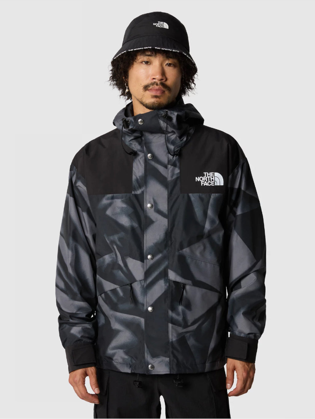 2026 New Arrival Giacca con Cappuccio Retro Mountain Stampa Grigio