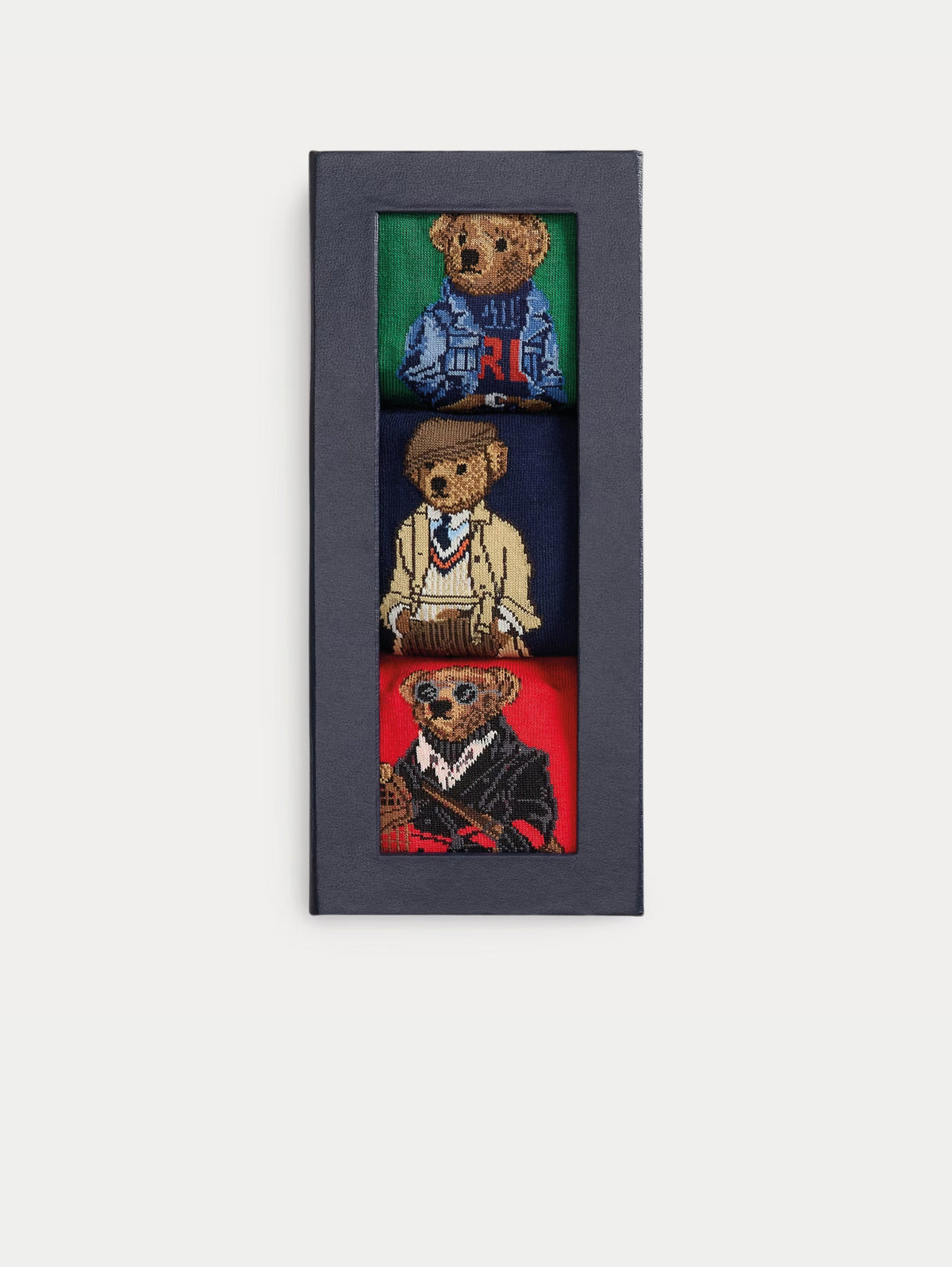 2026 New Arrival Calze Lunghe con Polo Bear in Confezione Regalo Verde/Blu/Rosso