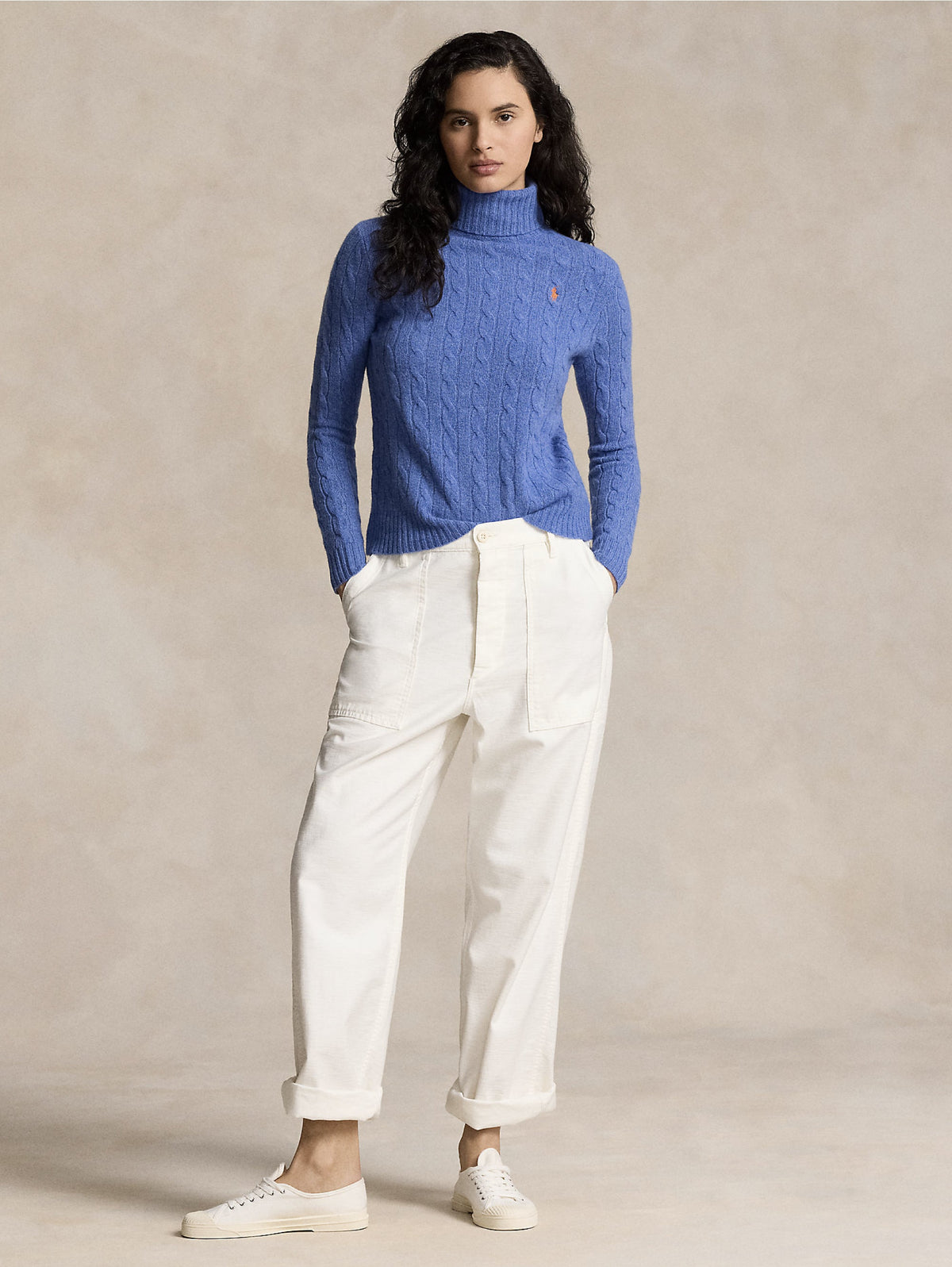 2026 New Arrival Maglia con Collo Alto a Trecce Blu