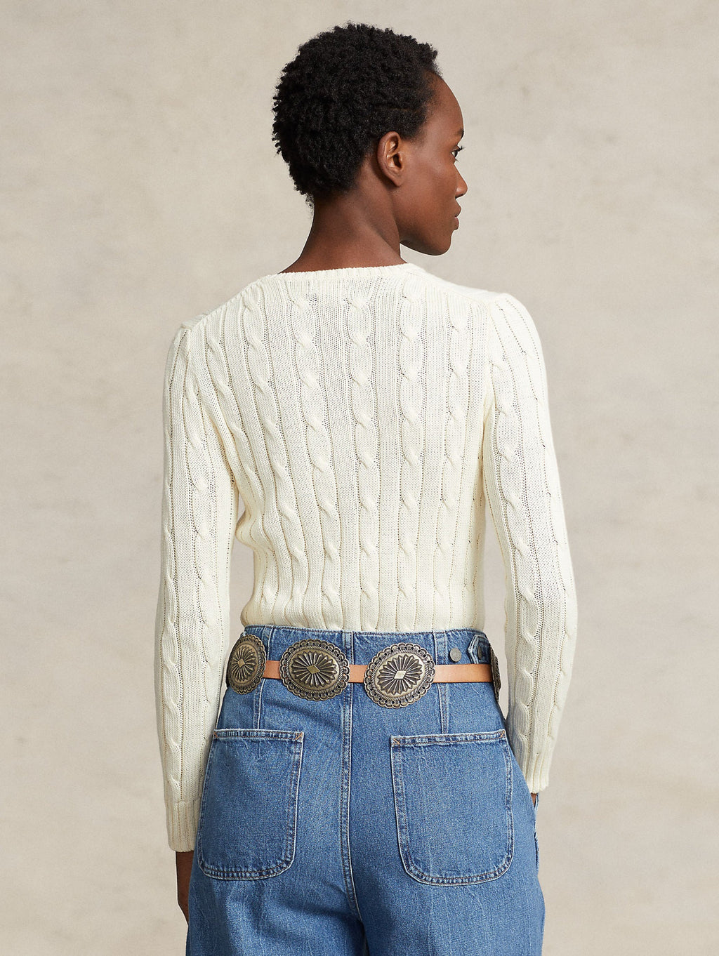 2026 New Arrival Maglia a Trecce in Cotone Crema