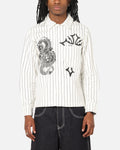 New Products Ed Hardy Euro Button Up Shirt White Pinstripe