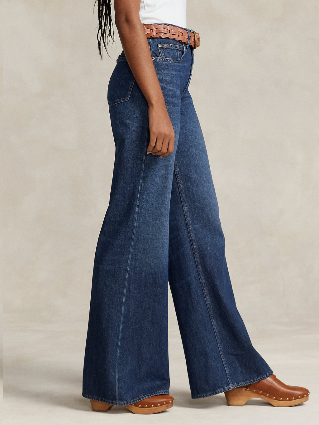2026 New Arrival Jeans a Zampa con Vita Alta Blu Medio