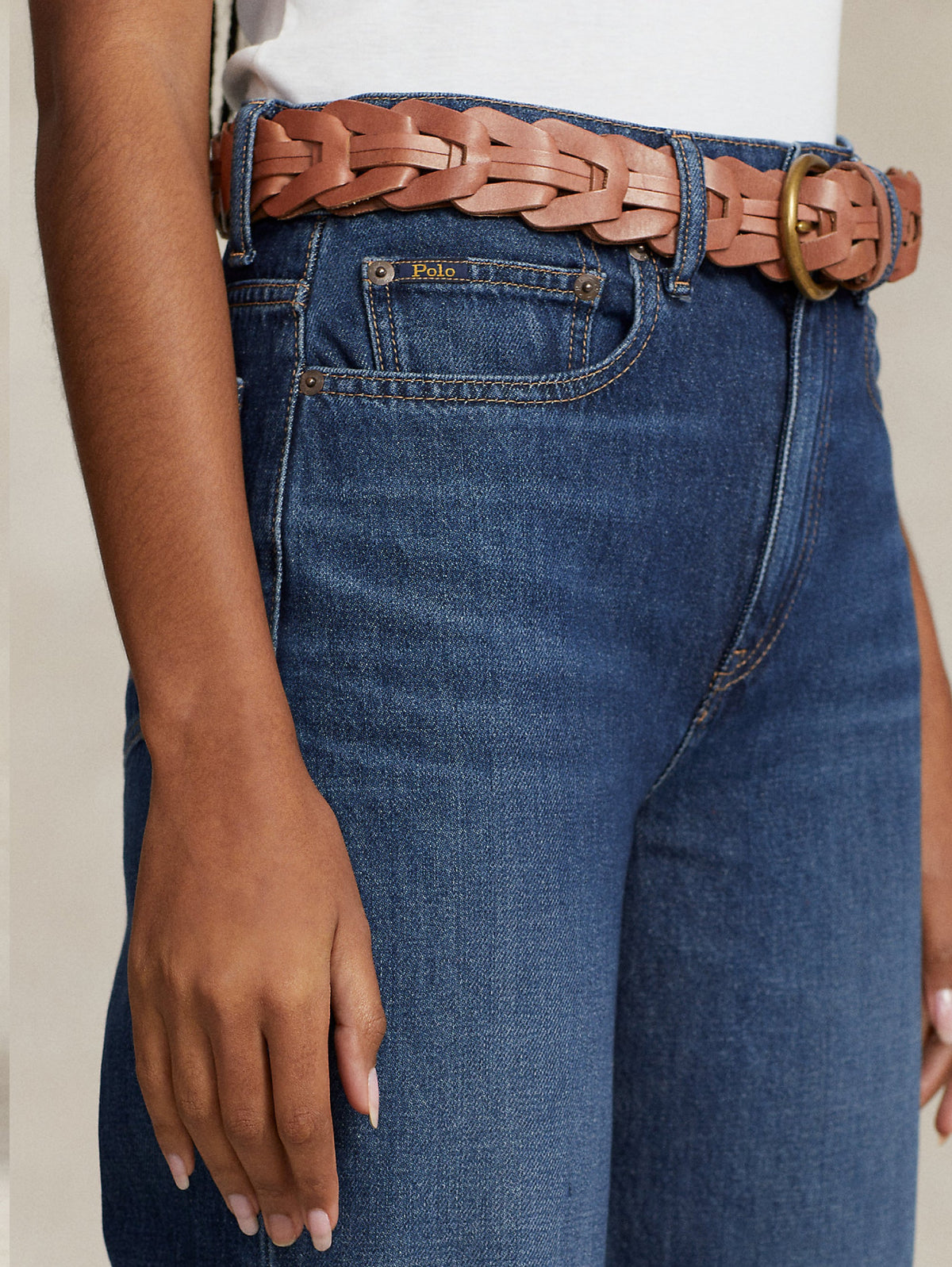 2026 New Arrival Jeans a Zampa con Vita Alta Blu Medio