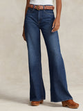 2026 New Arrival Jeans a Zampa con Vita Alta Blu Medio