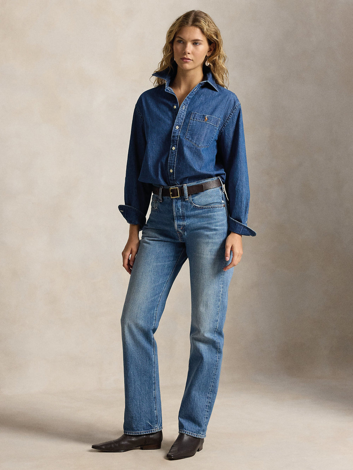 2026 New Arrival Camici in Denim con Taschino Indigo Blu