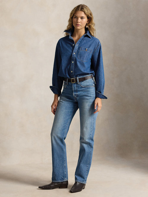 2026 New Arrival Camici in Denim con Taschino Indigo Blu