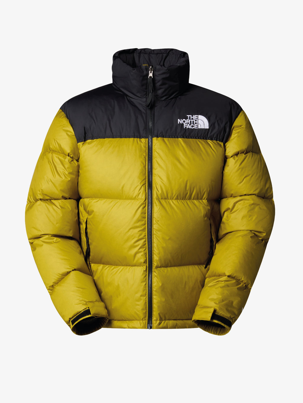 Giacca Retro Nuptse in Tessuto Ripstop Lucido Senape