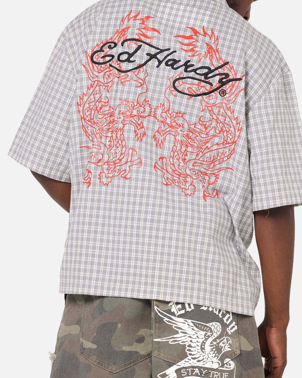 New Products Ed Hardy Dragon Zip Shirt Grey/White