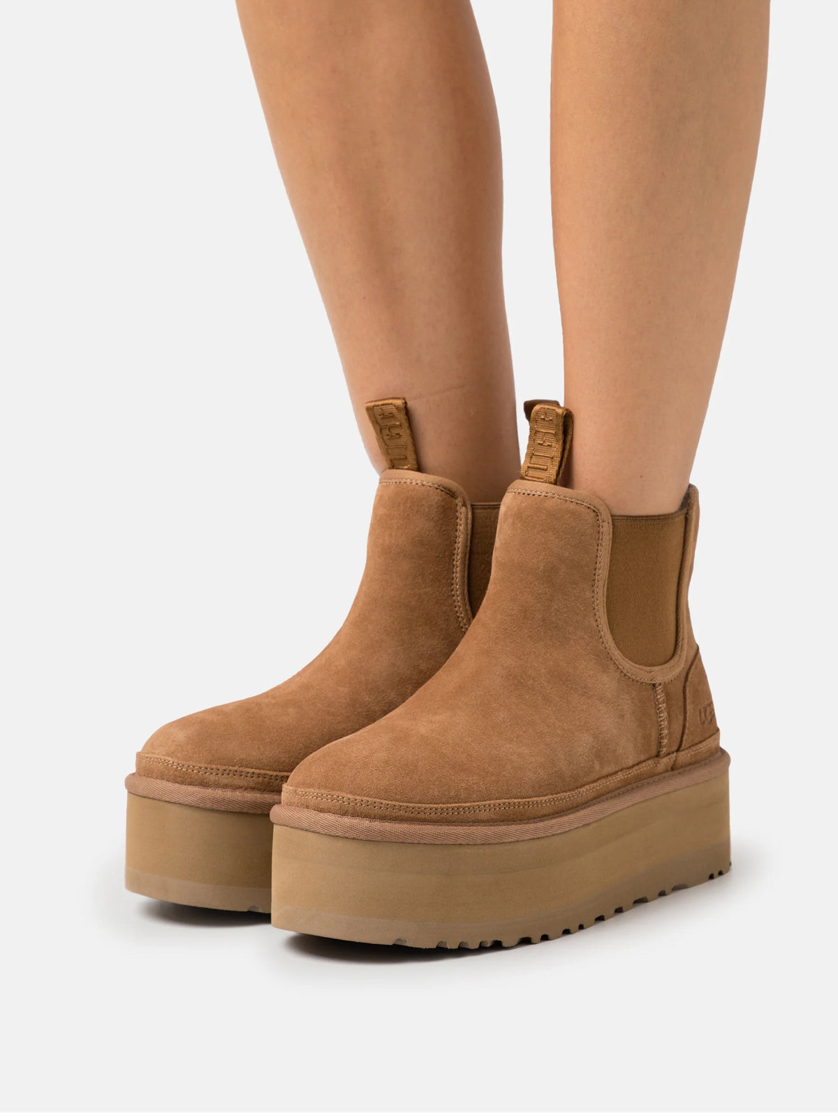 2026 New Arrival Stivaletti Chelsea con Platform Castagna