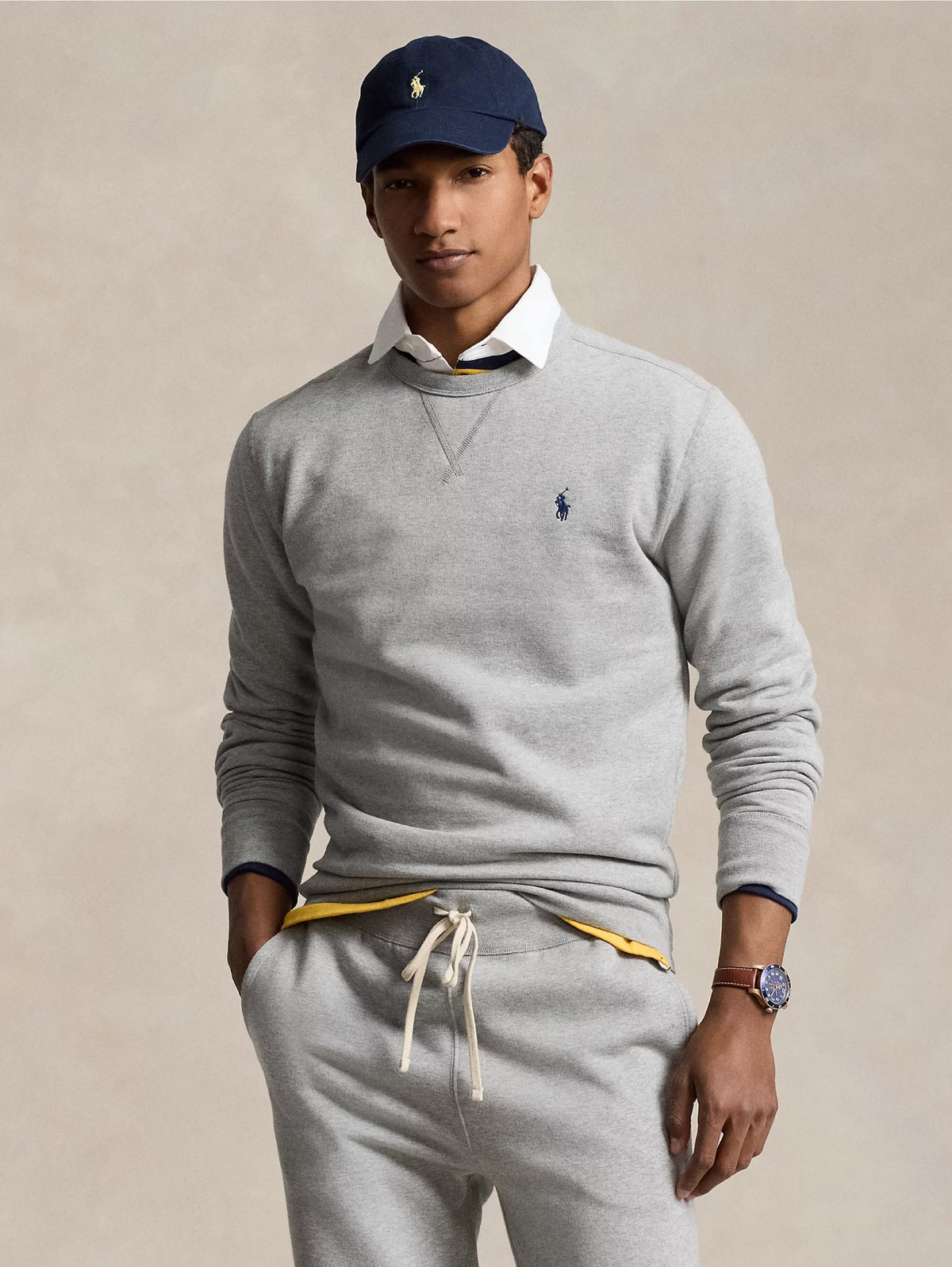2026 New Arrival Felpa Girocollo in Misto Cotone Grigio