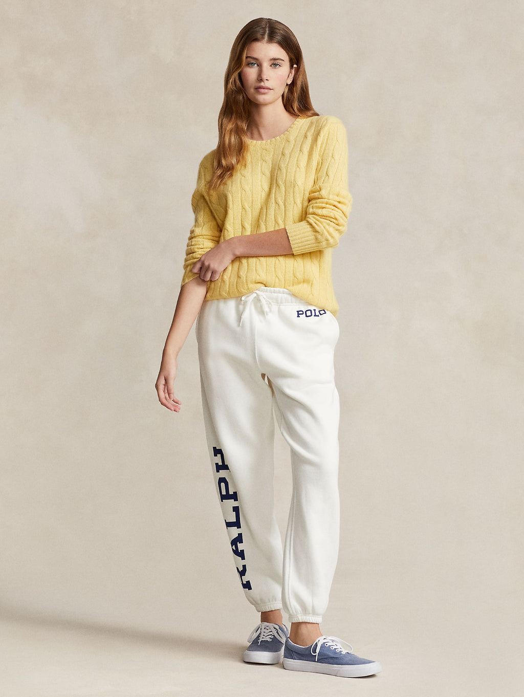 2026 New Arrival Pantaloni da Jogging con Scritto Ralph Lauren Bianco