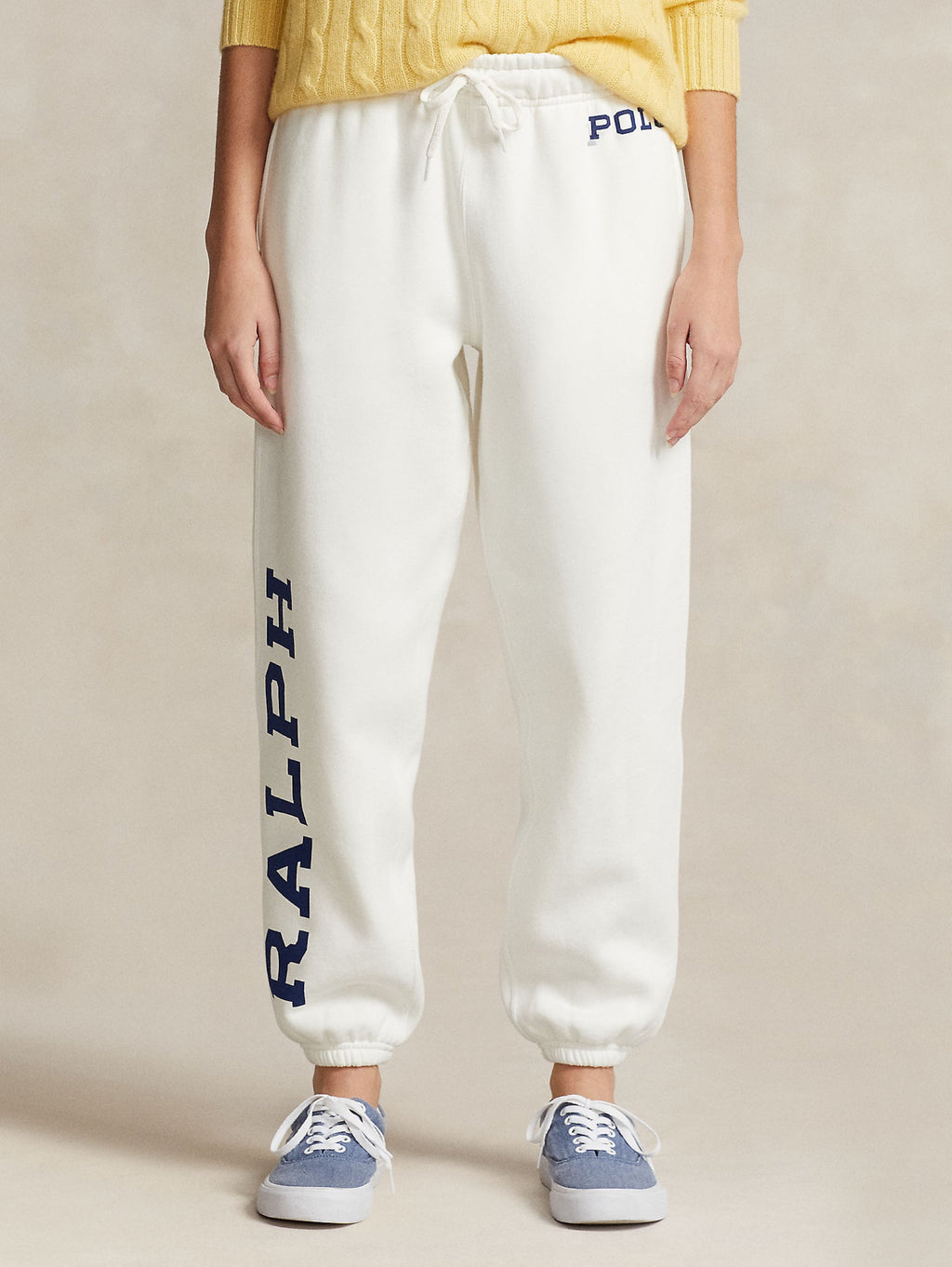2026 New Arrival Pantaloni da Jogging con Scritto Ralph Lauren Bianco