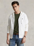 2026 New Arrival Felpa con Cappuccio e Zip in Maglia Doppia Bianco