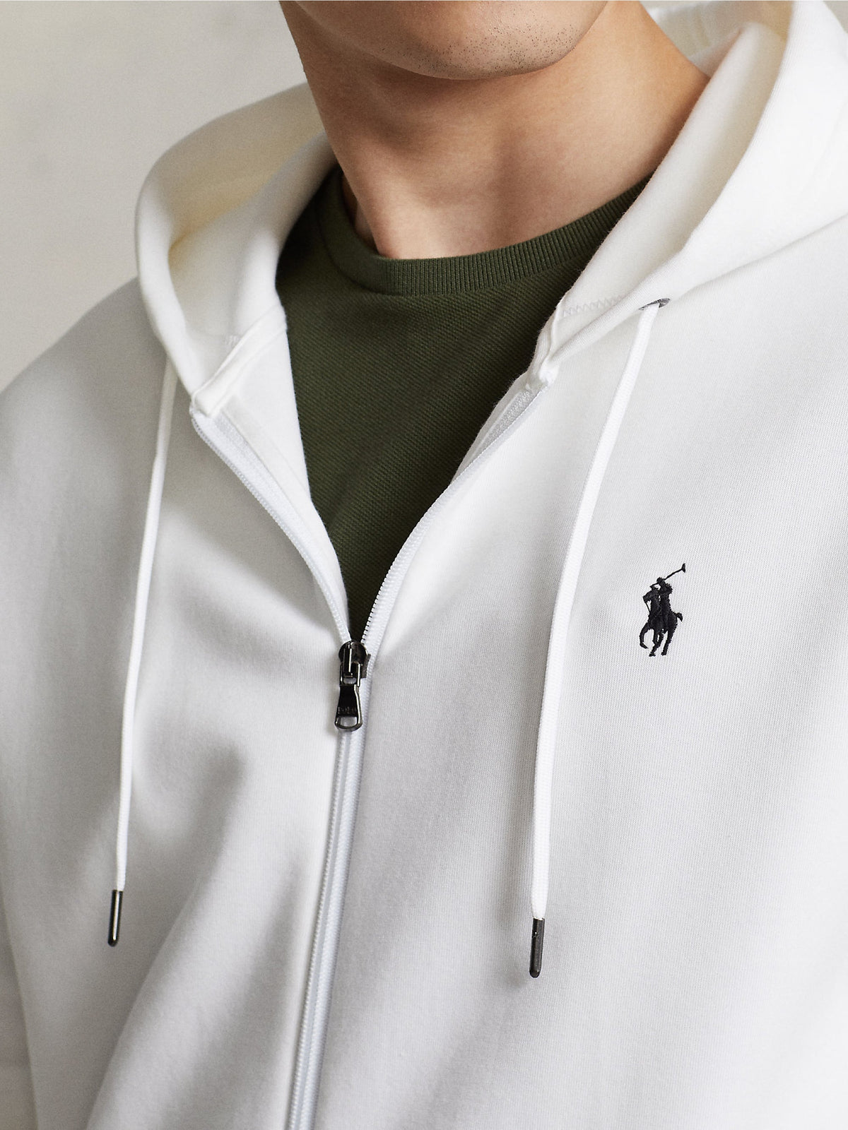 2026 New Arrival Felpa con Cappuccio e Zip in Maglia Doppia Bianco