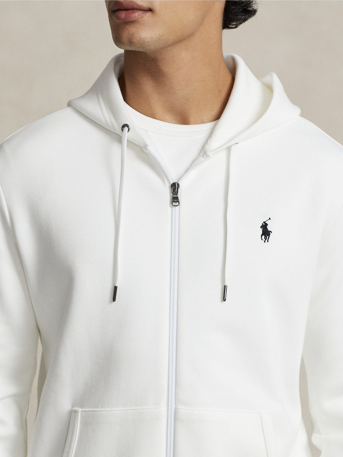 2026 New Arrival Felpa con Cappuccio e Zip in Maglia Doppia Bianco