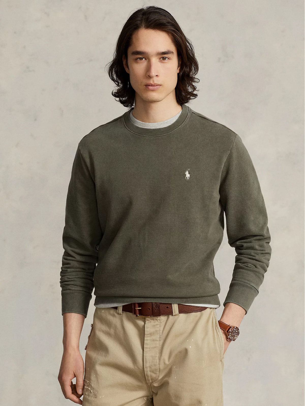 2026 New Arrival Felpa Girocollo in Cotone Loopback Verde