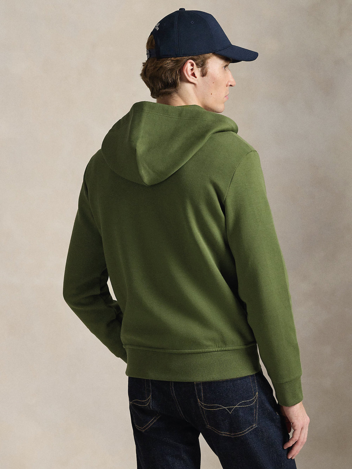 2026 New Arrival Felpa con Cappuccio e Zip in Maglia Doppia Verde Oliva