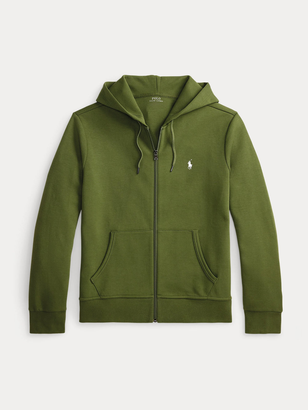 2026 New Arrival Felpa con Cappuccio e Zip in Maglia Doppia Verde Oliva
