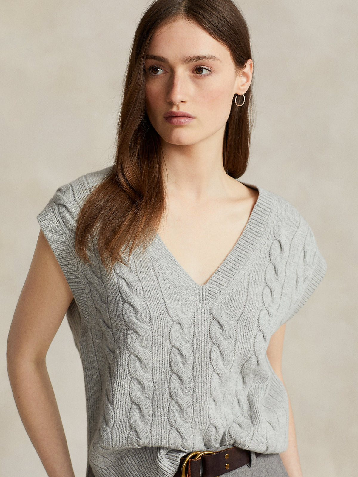 2026 New Arrival Gilet a Trecce in Misto Cashmere Grigio Melange