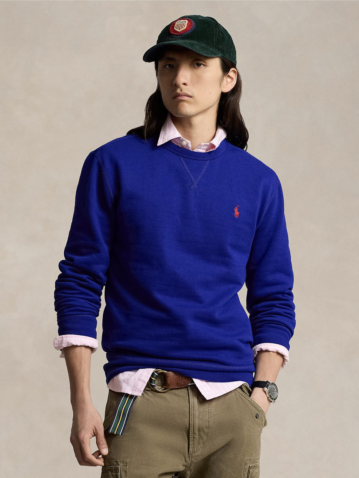 2026 New Arrival Felpa Girocollo con Inserto a V Blu