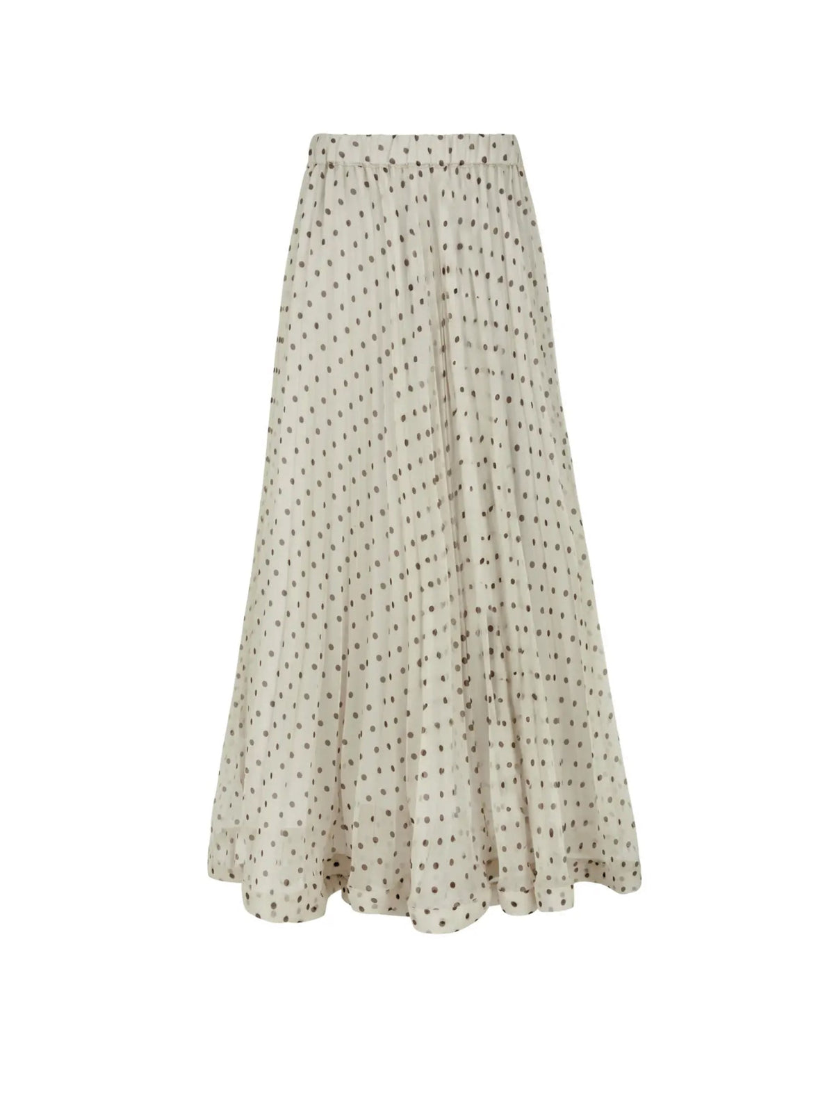 2026 New Arrival Gonna in Chiffon a Pois Panna/Marrone