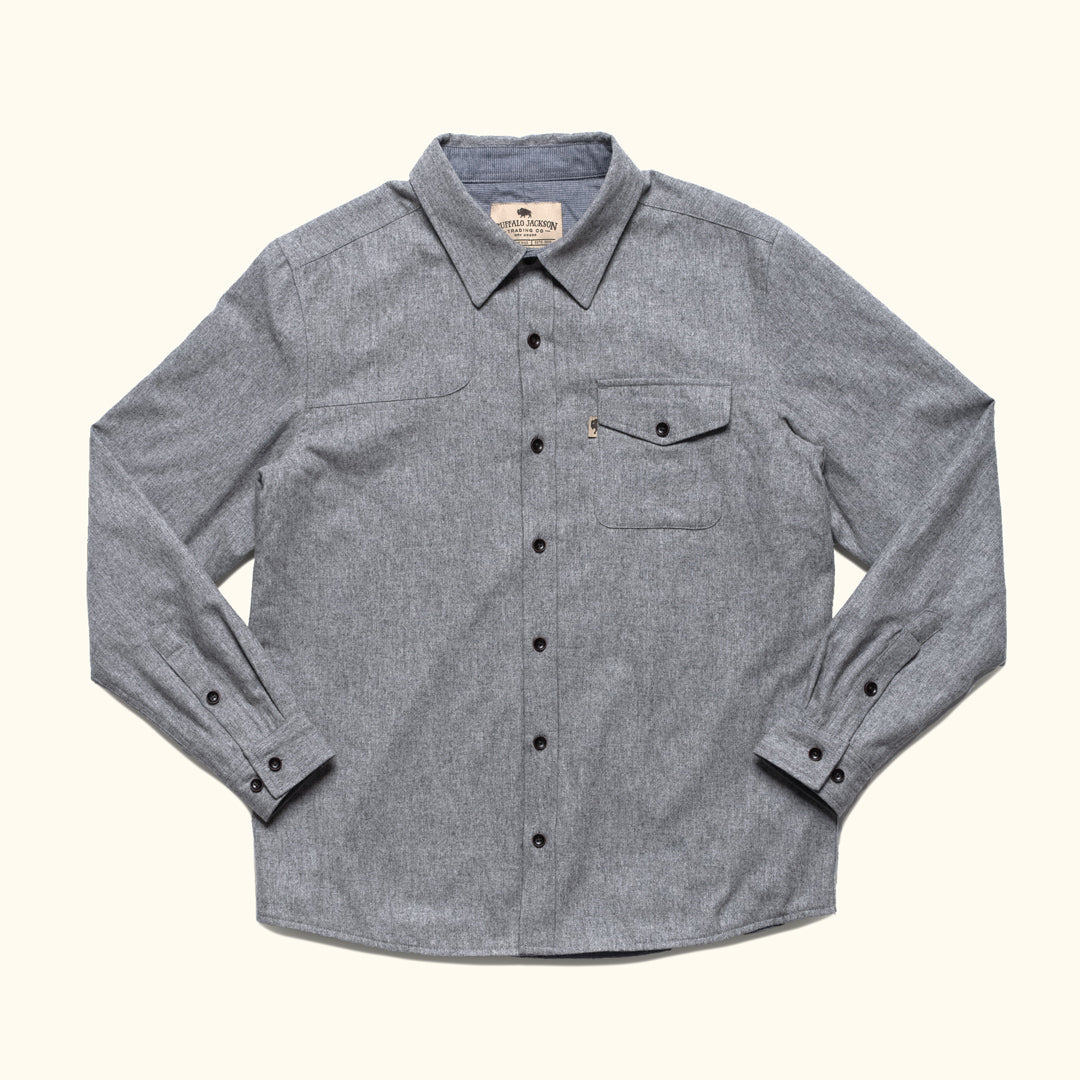 2026 New Arrival Gunnison Wool-Blend Solid Flannel Shirt | Heather Gray