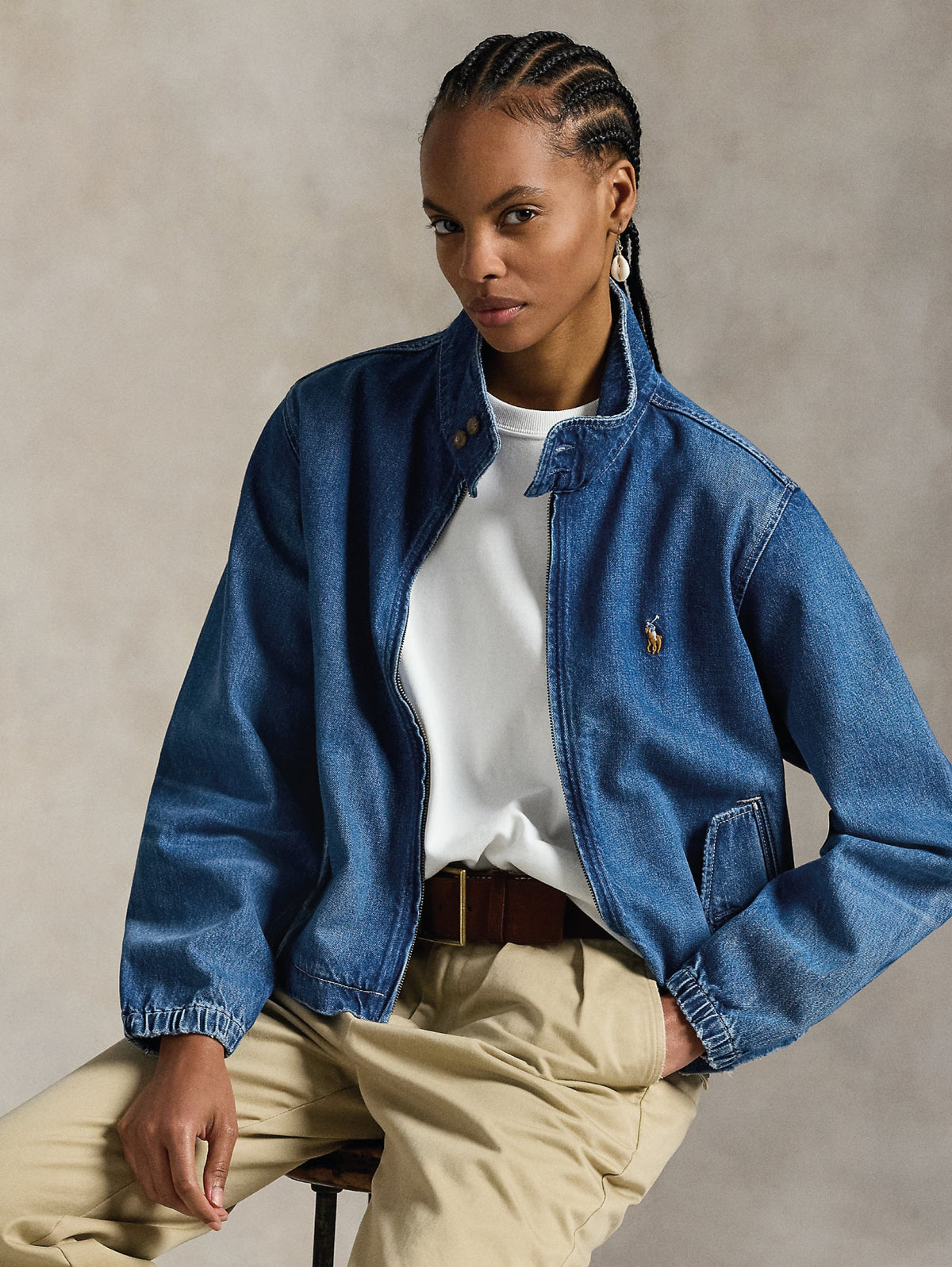 2026 New Arrival Giacca in Denim con Lavaggio Medio Blu
