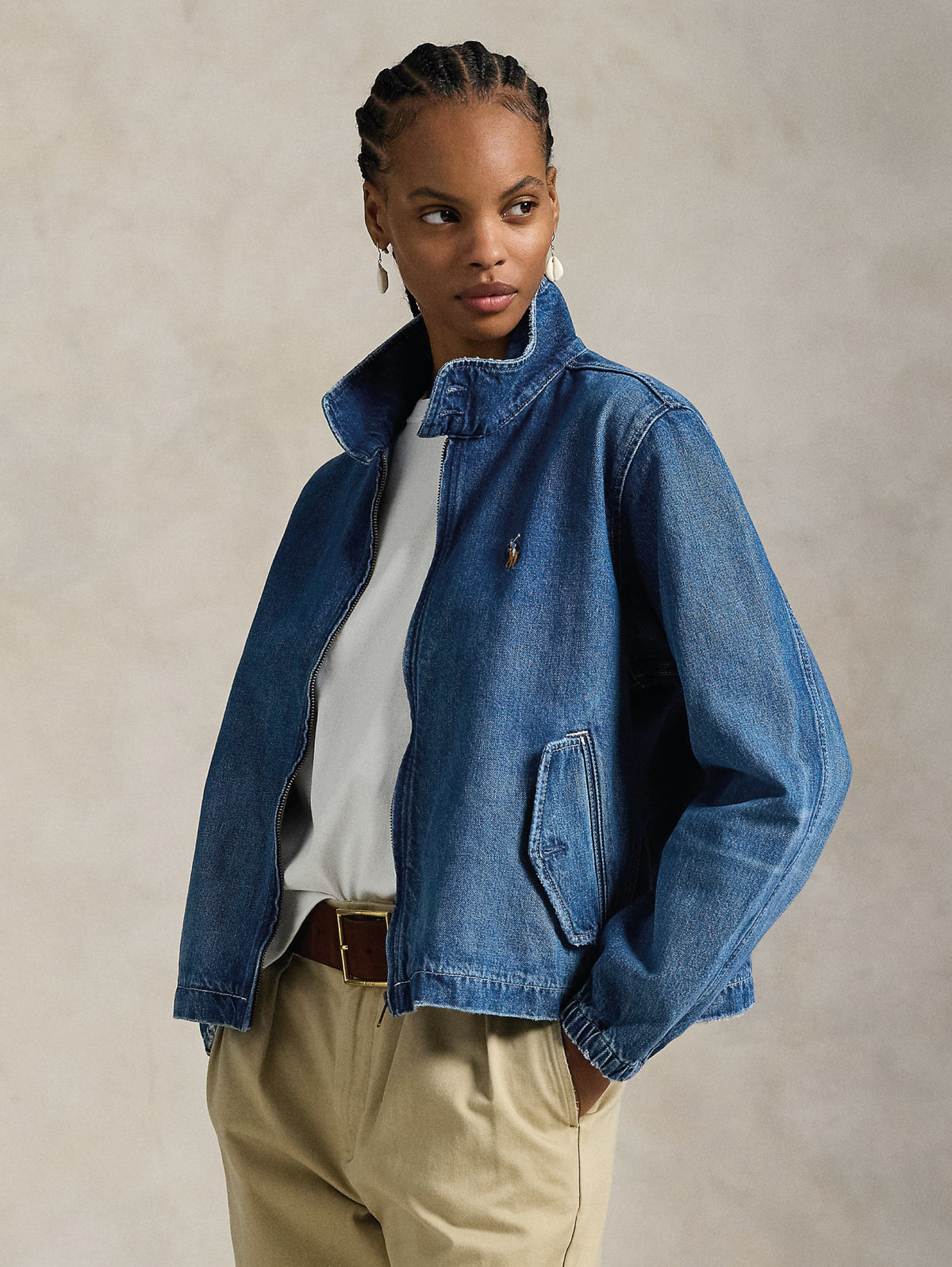2026 New Arrival Giacca in Denim con Lavaggio Medio Blu