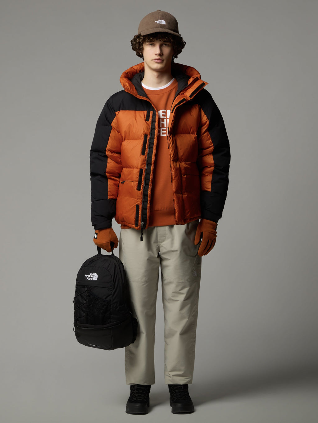 2026 New Arrival Piumino con Cappuccio Color Block Himalayan Terra/Nero