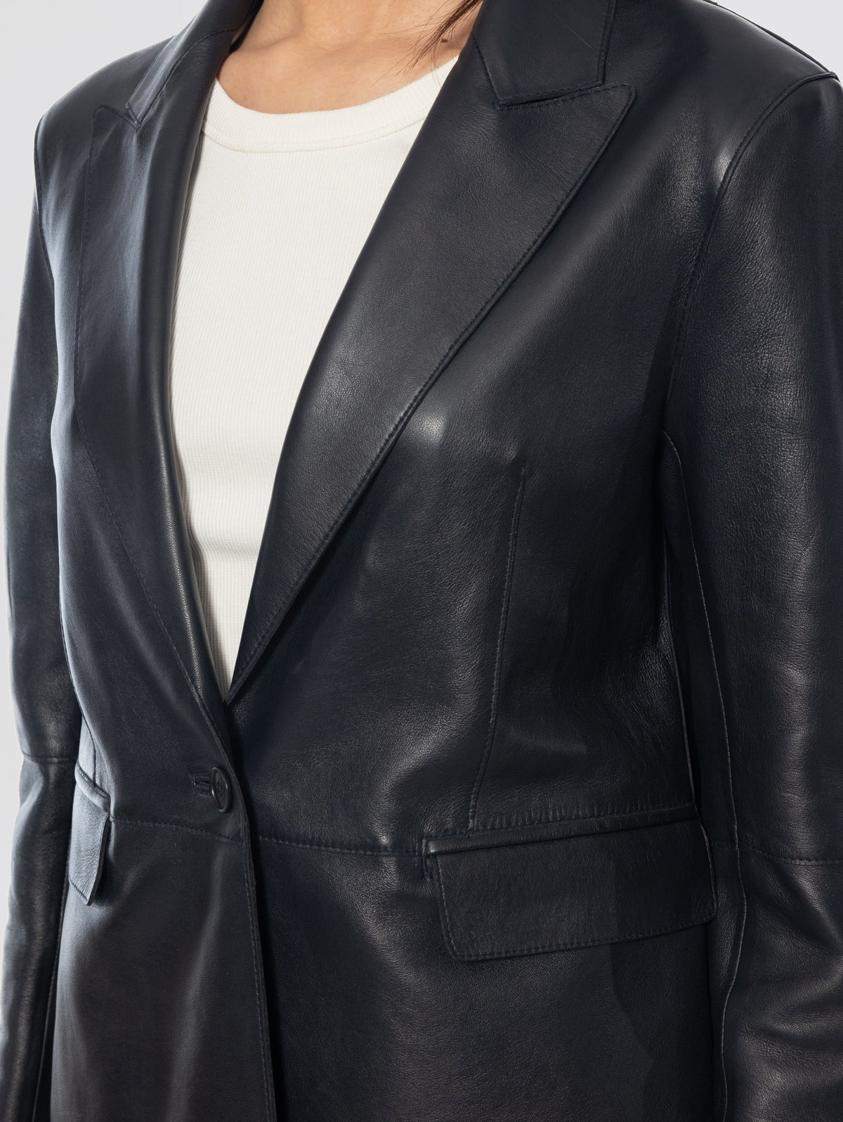 2026 New Arrival Giacca Blazer Mono Bottone in Pelle Blu