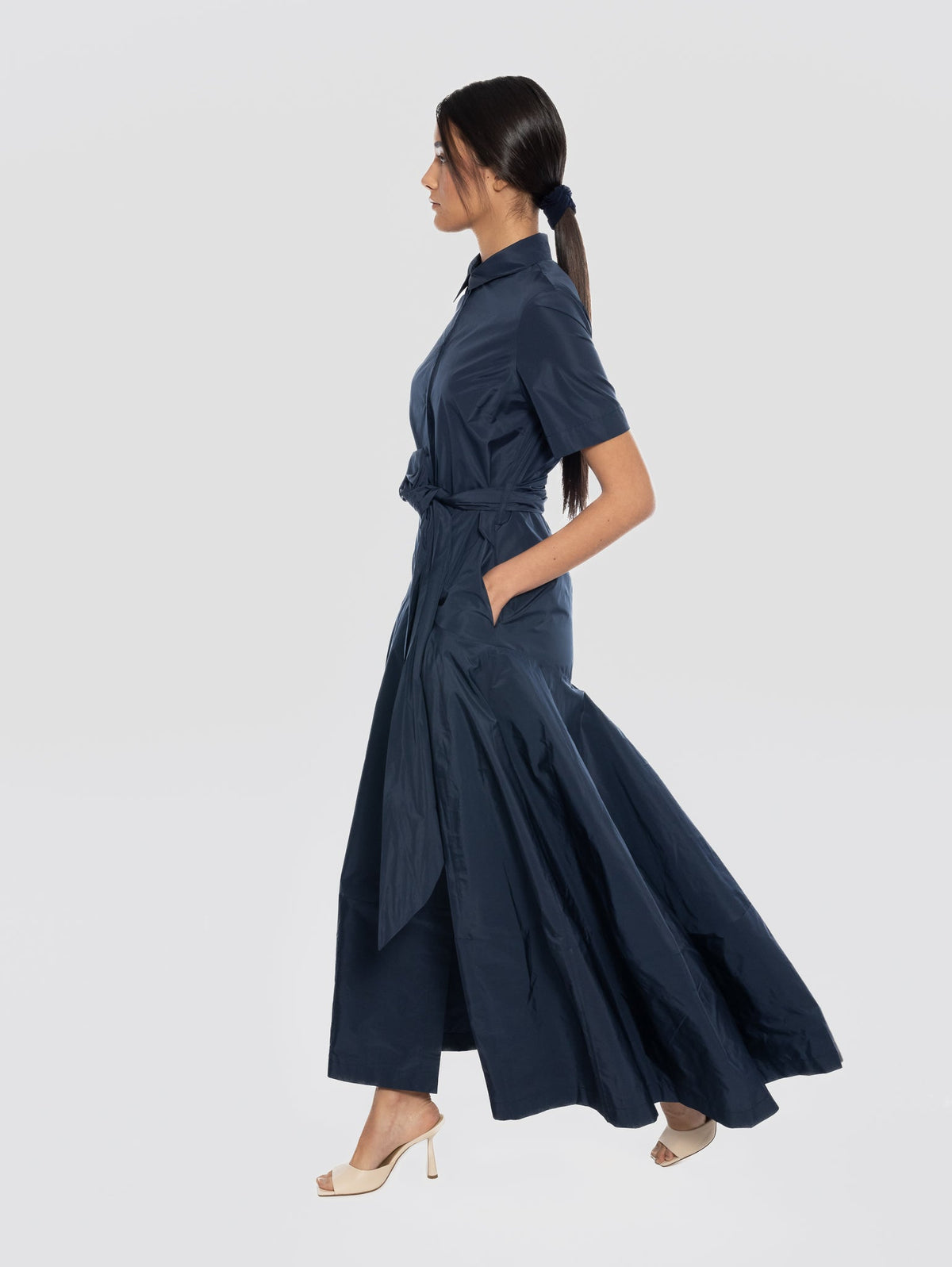 2026 New Arrival Abito Lungo in Taffet Blu