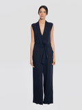 2026 New Arrival Tuta in Cady con Collo Sciallato Blu