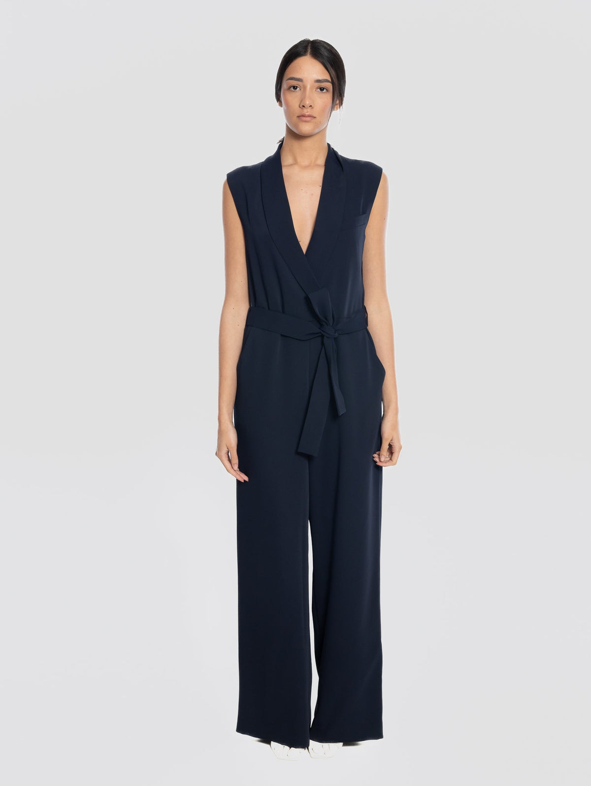 2026 New Arrival Tuta in Cady con Collo Sciallato Blu