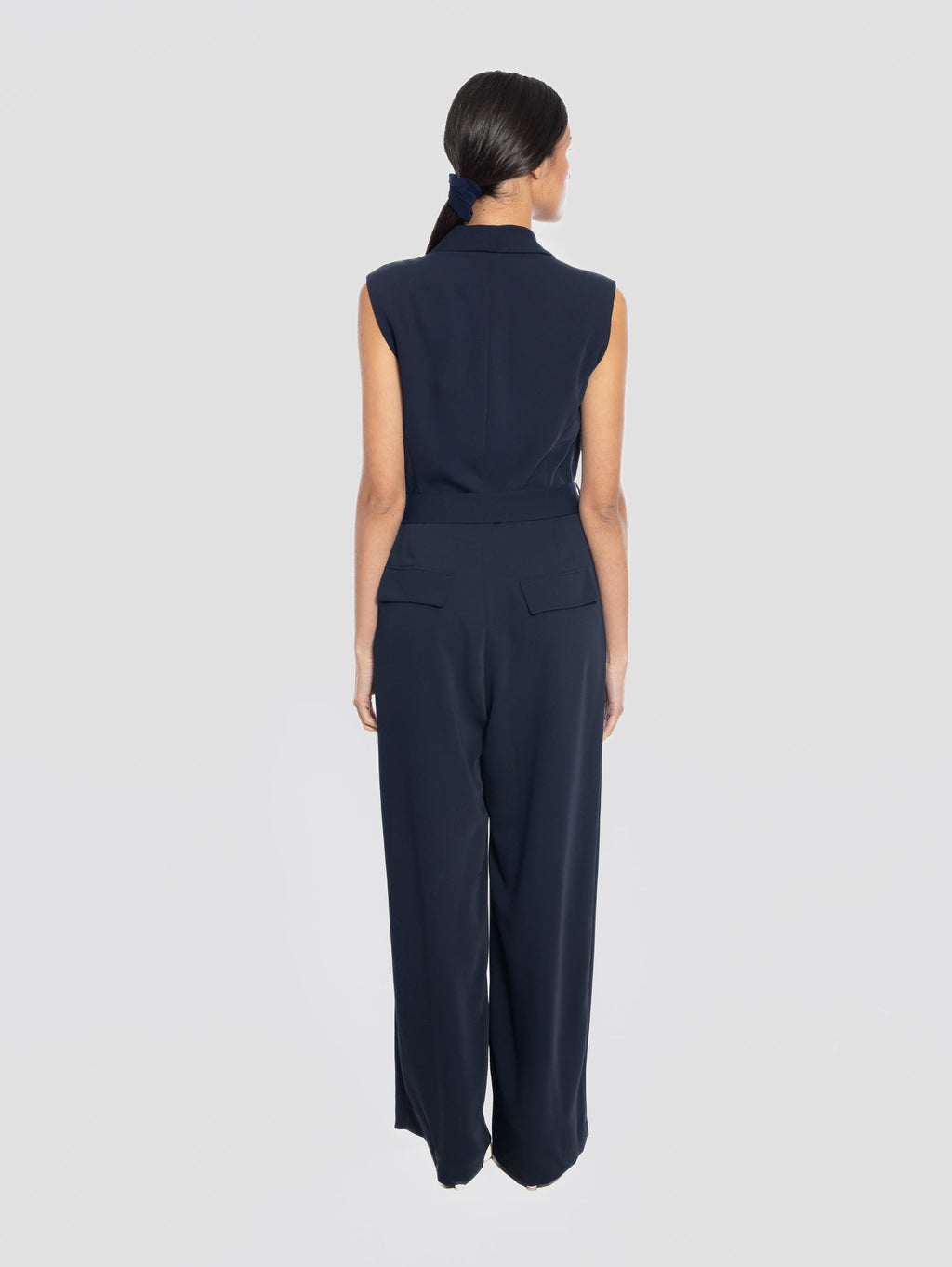 2026 New Arrival Tuta in Cady con Collo Sciallato Blu
