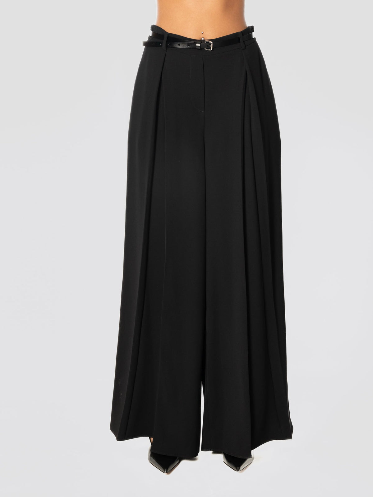 2026 New Arrival Pantalone a Palazzo con Elastico in Vita Nero