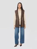 2026 New Arrival Gilet in Pelle Doppiopetto Marrone