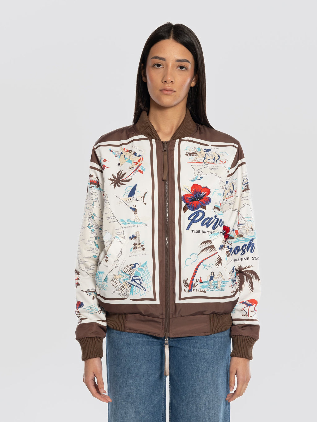 2026 New Arrival Bomber Reversibile con Stampa Marrone