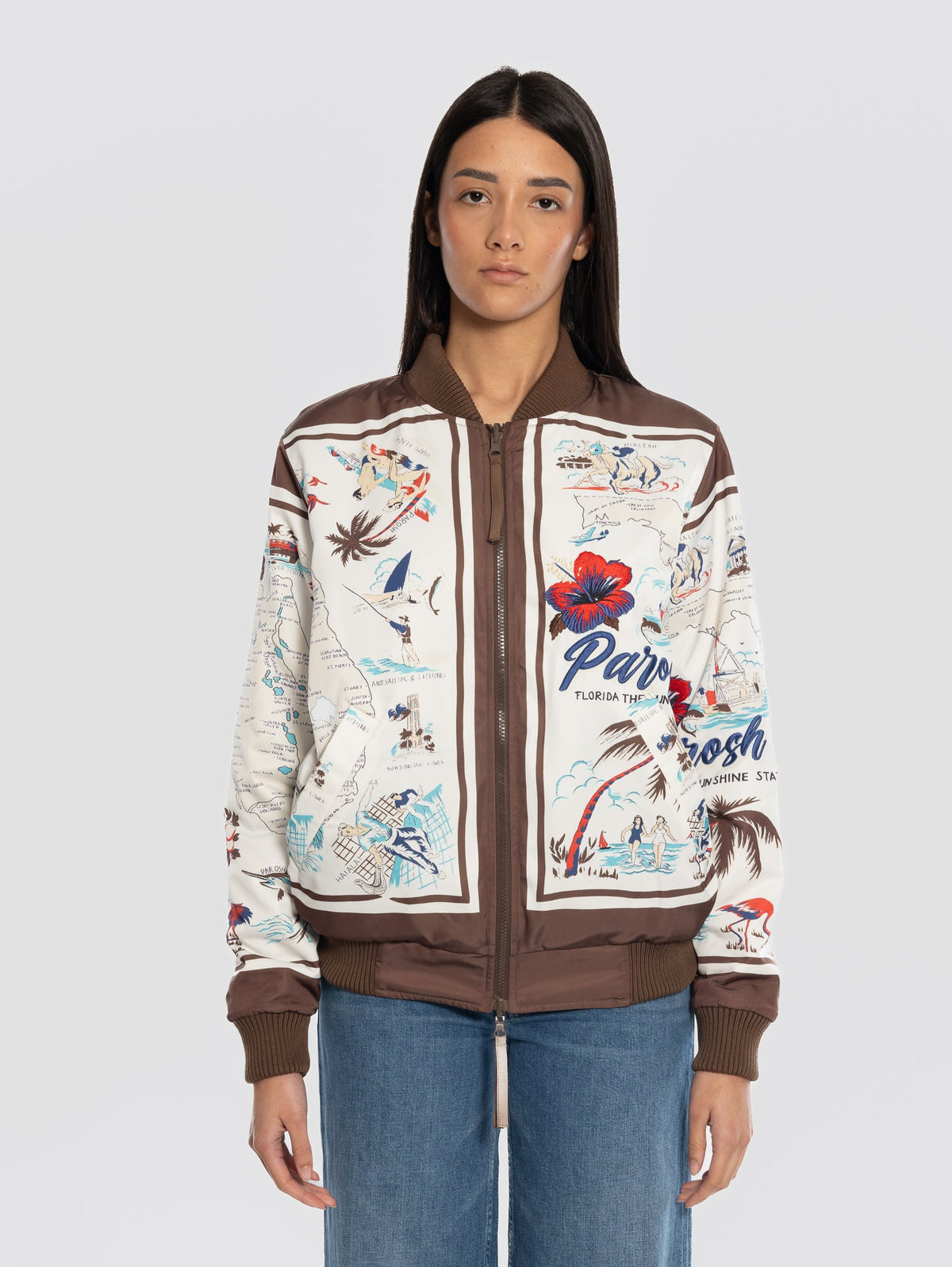2026 New Arrival Bomber Reversibile con Stampa Marrone