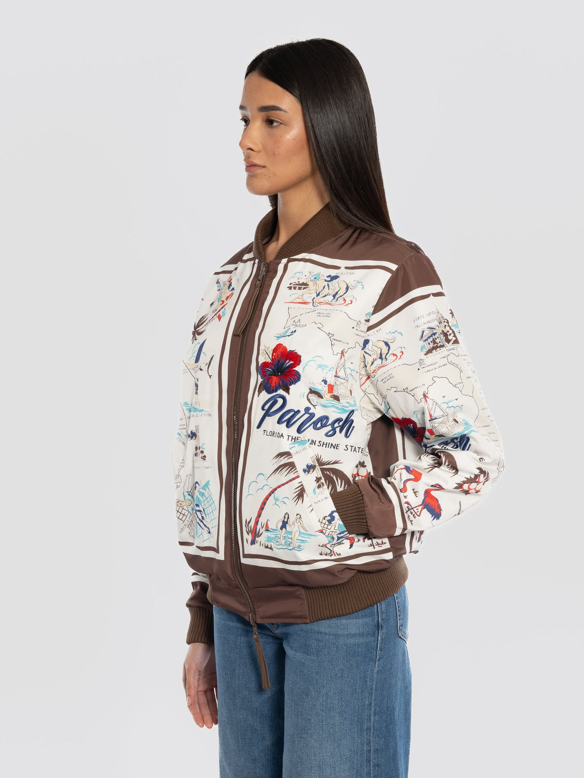 2026 New Arrival Bomber Reversibile con Stampa Marrone