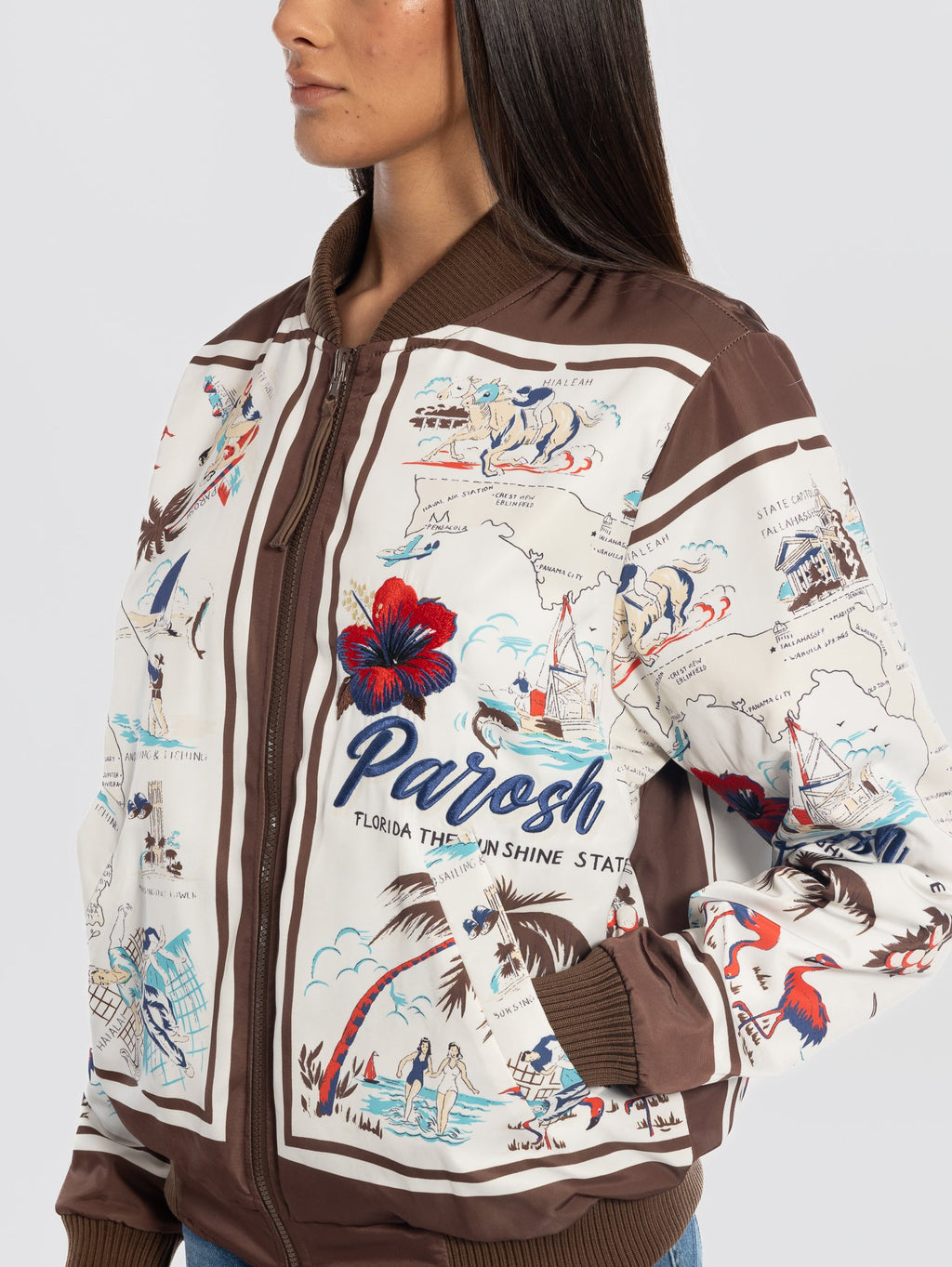 2026 New Arrival Bomber Reversibile con Stampa Marrone