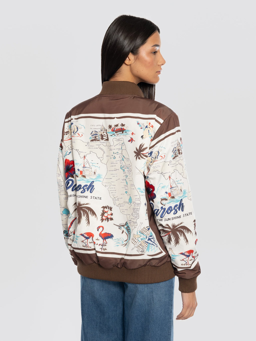 2026 New Arrival Bomber Reversibile con Stampa Marrone