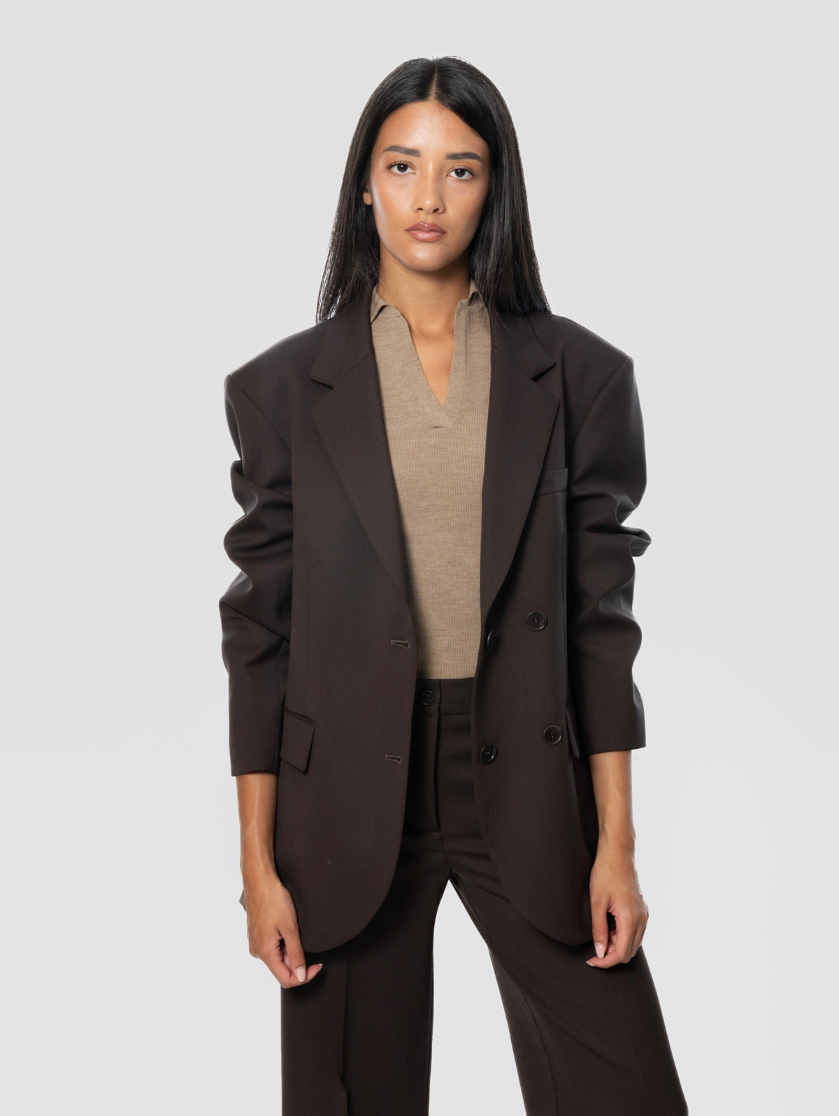 2026 New Arrival Giacca Doppio Petto in Fresco Lana Testa di Moro