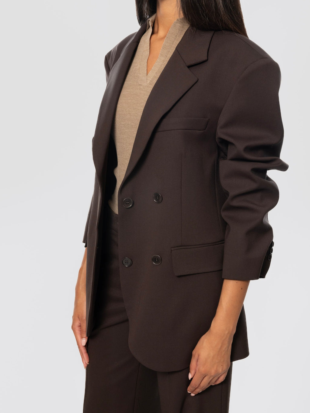 2026 New Arrival Giacca Doppio Petto in Fresco Lana Testa di Moro