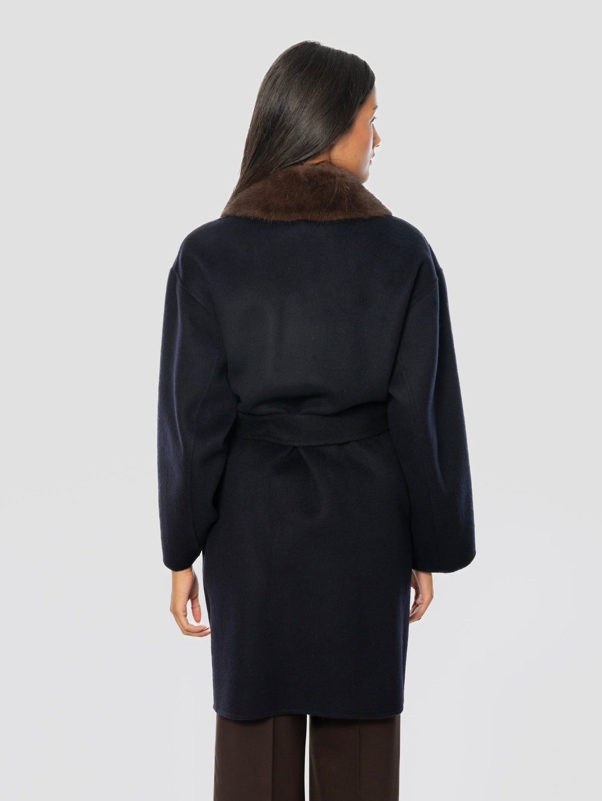 2026 New Arrival Cappotto con Cintura in Lana Blu