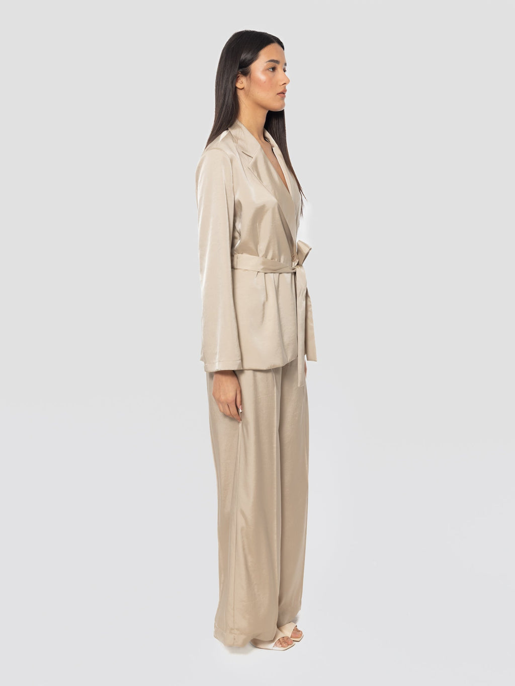 2026 New Arrival Pantaloni in Poly Twill Beige